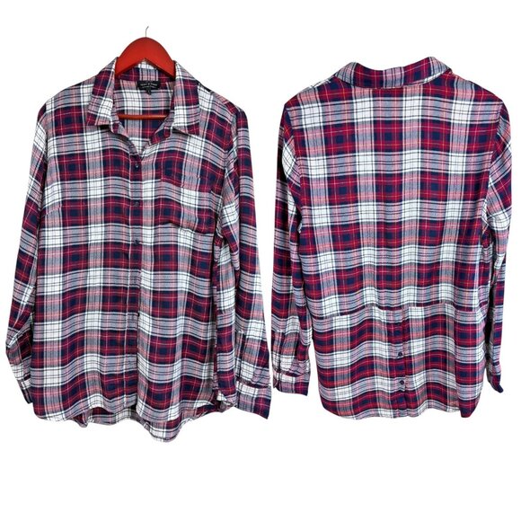 Lucky Brand Red Plaid Split Back Button Down Shirt - Picture 4 of 7